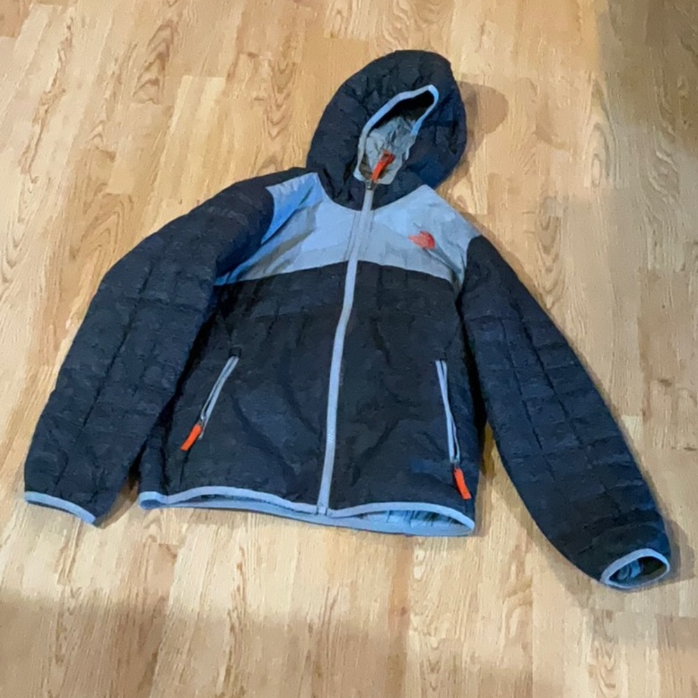 The North Face Gray orange black reversible Quilted Jacket